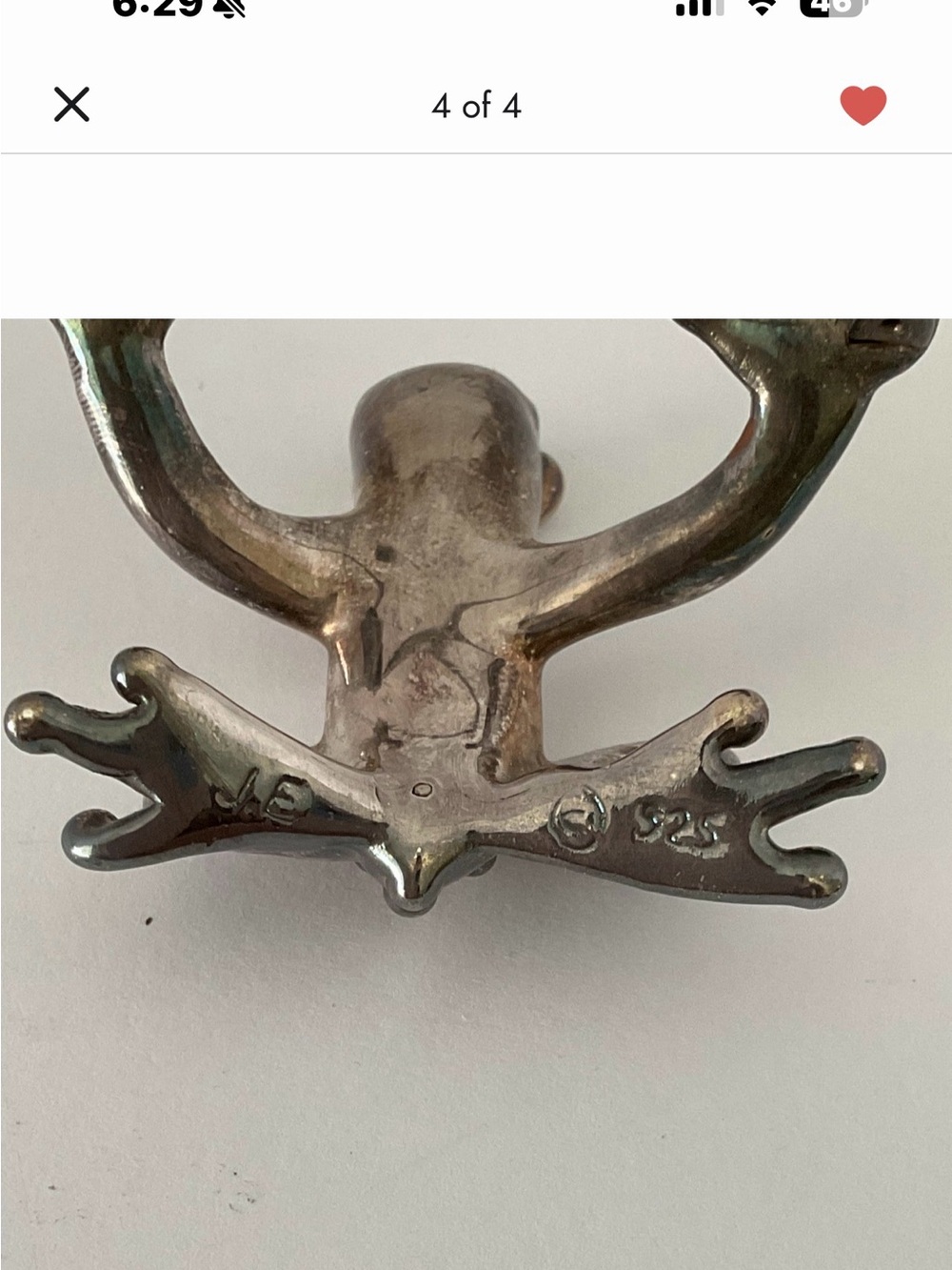 Vintage Joe Eustace JE 925 Sterling Silver Frog Brooch Pin 3D Figural - Picture 3 of 6